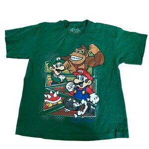 Super Mario Shirt Youth Large Donkey Kong Luigi Green Graphic Short Sleve